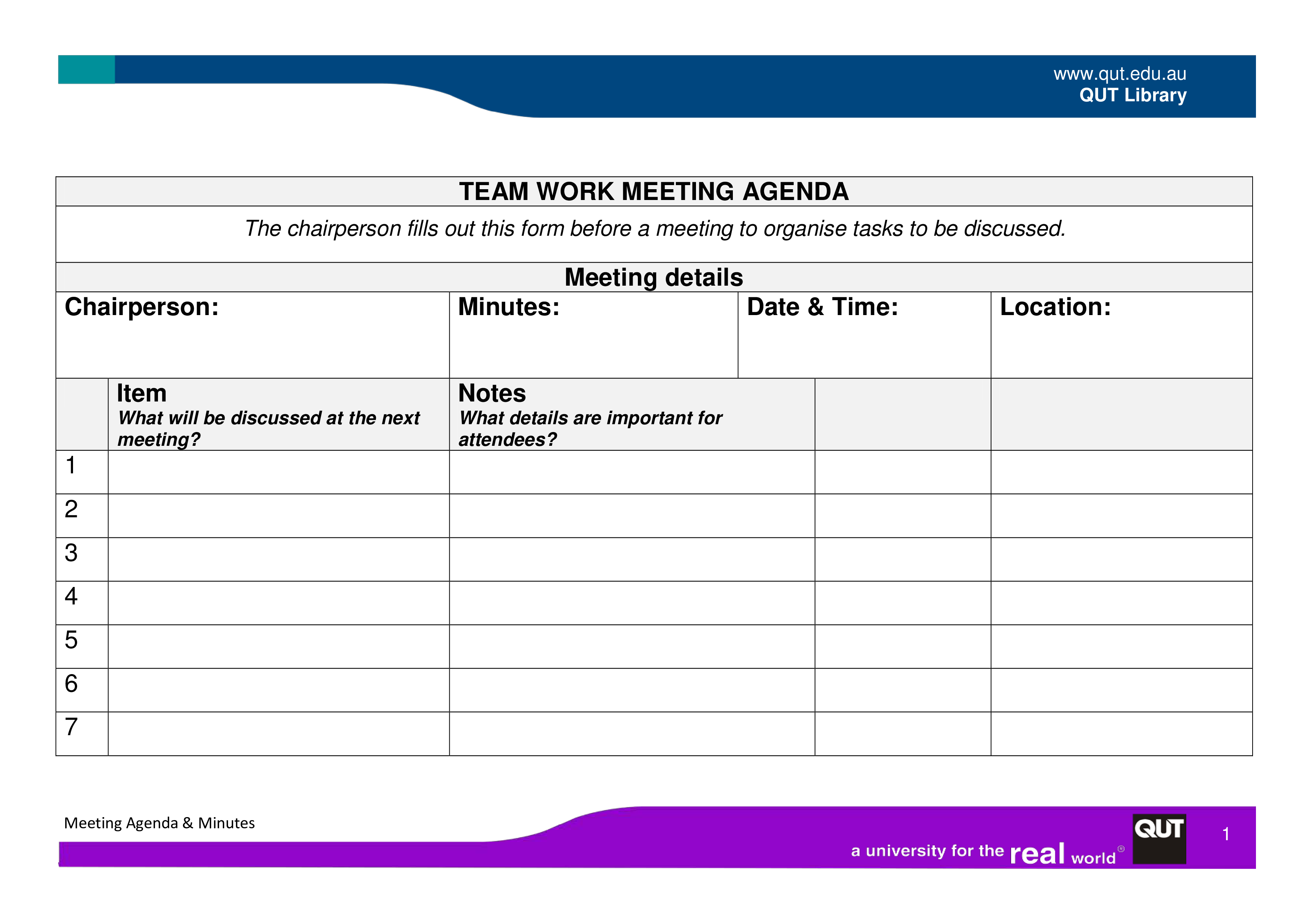 Team Meeting Agenda Formal 模板