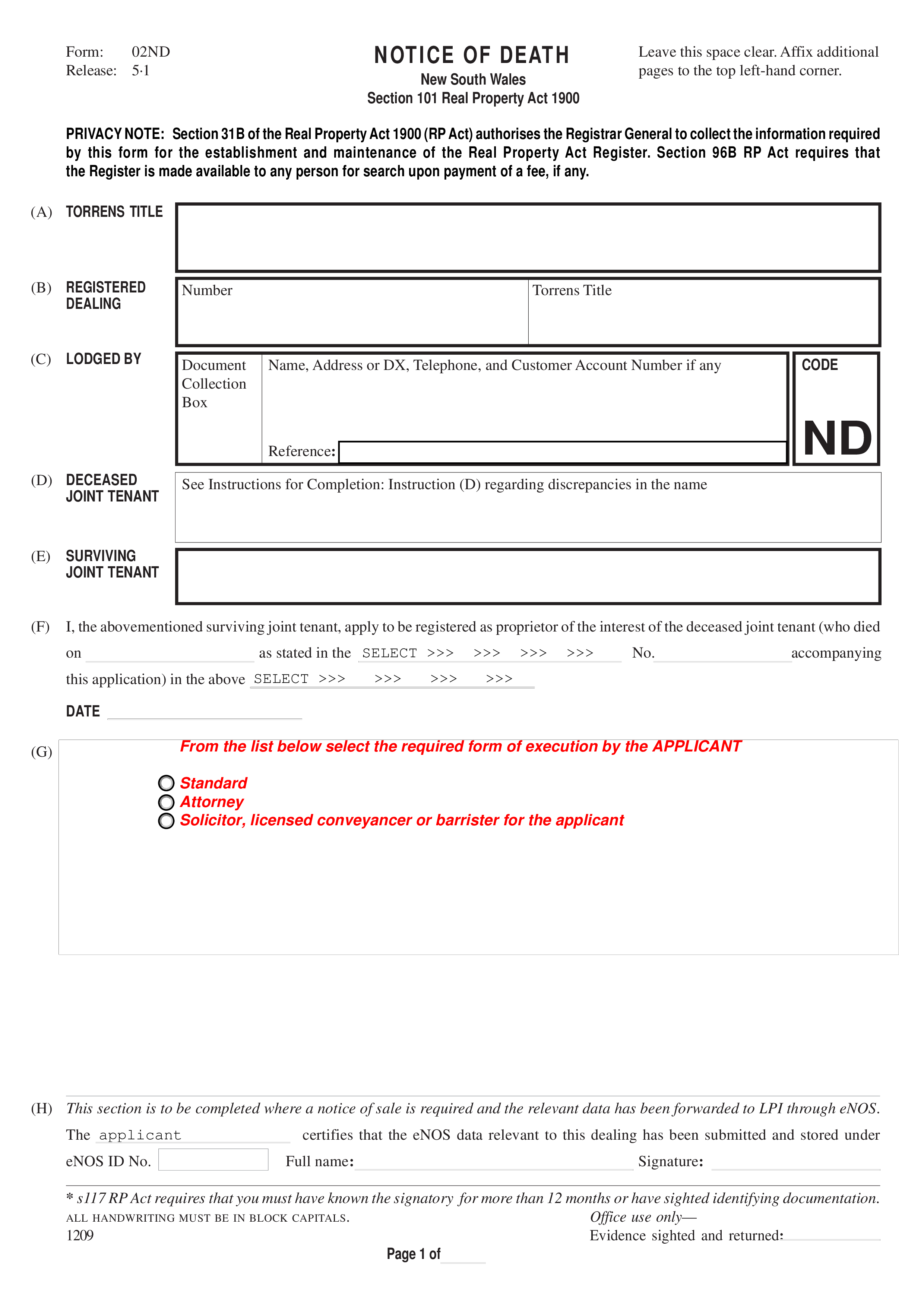 legal notice of death template