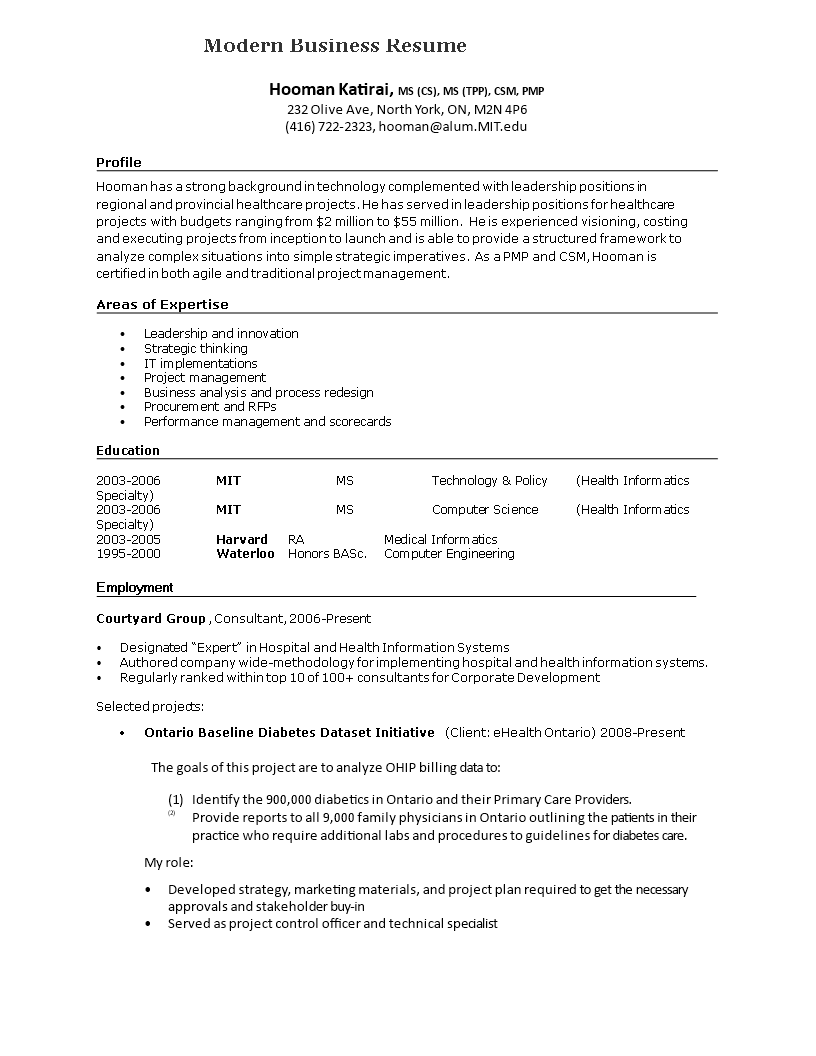 modern business resume format plantilla imagen principal