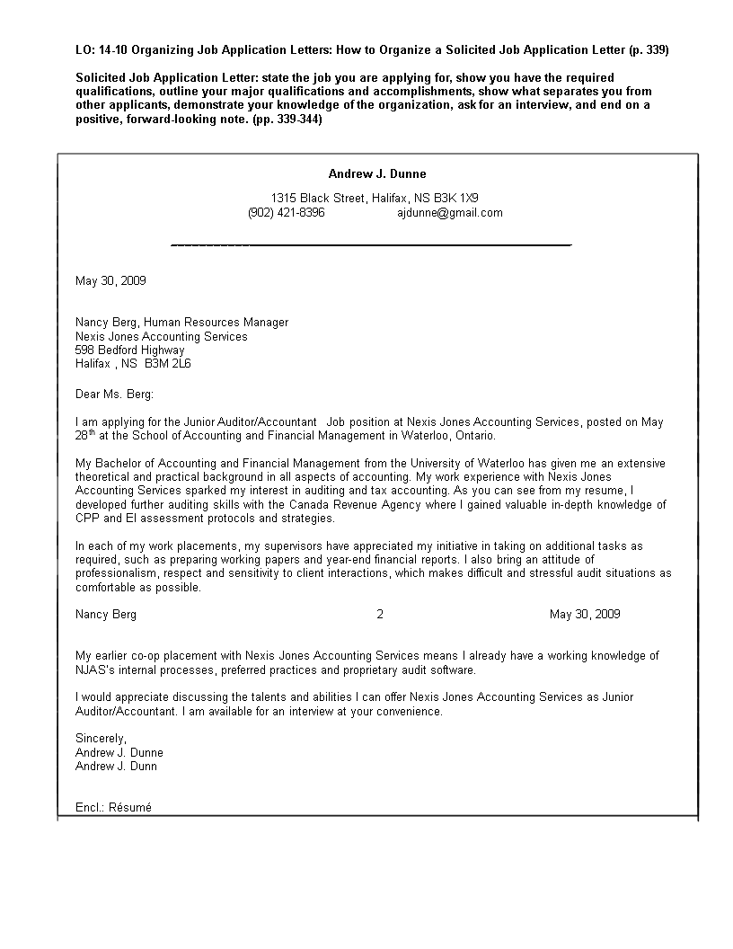 accounting job application letter template
