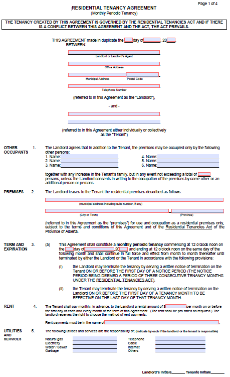 monthly residential tenancy agreement Hauptschablonenbild