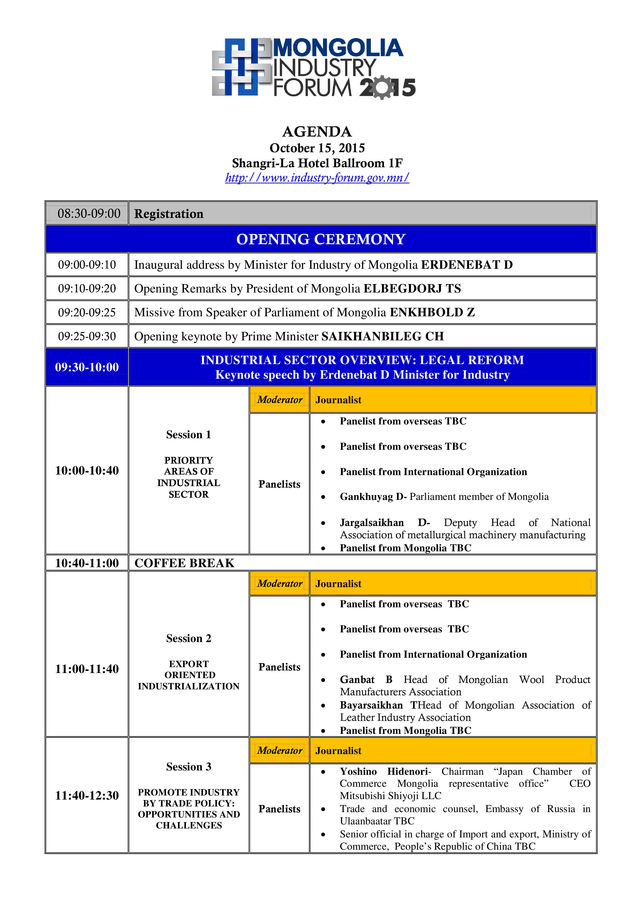 Opening Ceremony Agenda main image