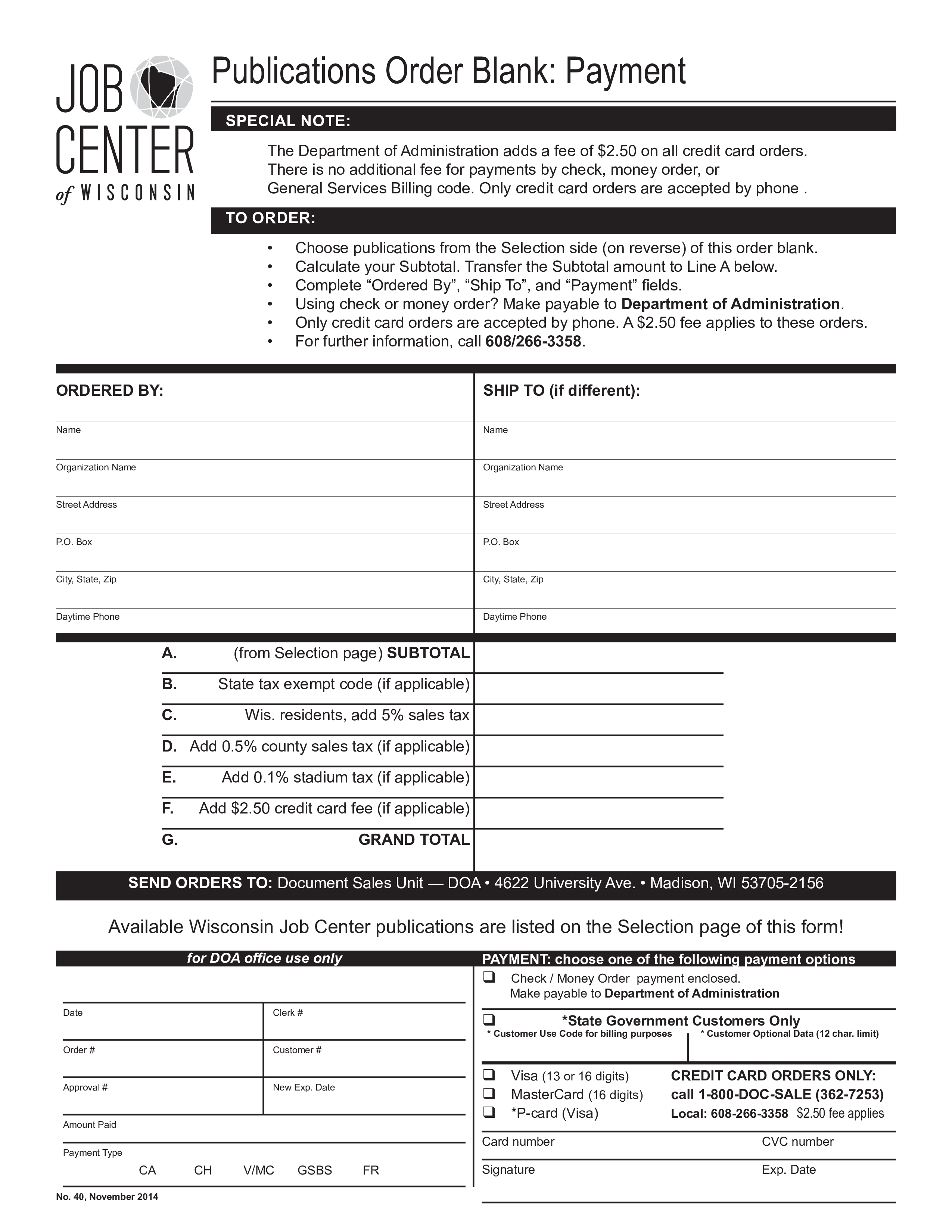 Publications Order Blank main image