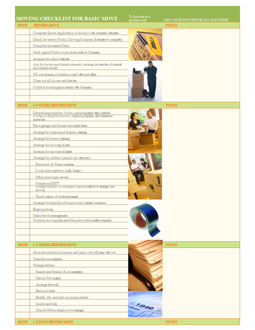Printable Moving House Checklist main image