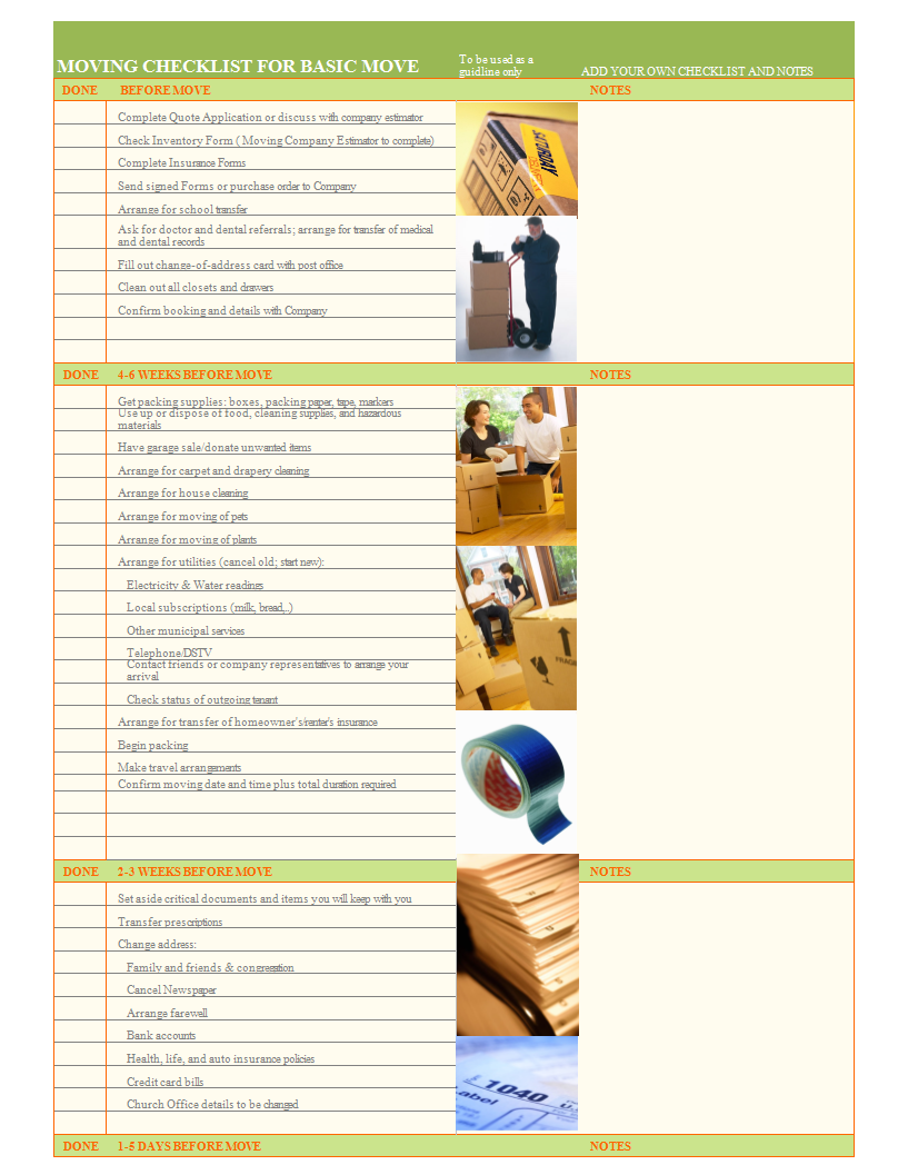 printable moving house checklist modèles