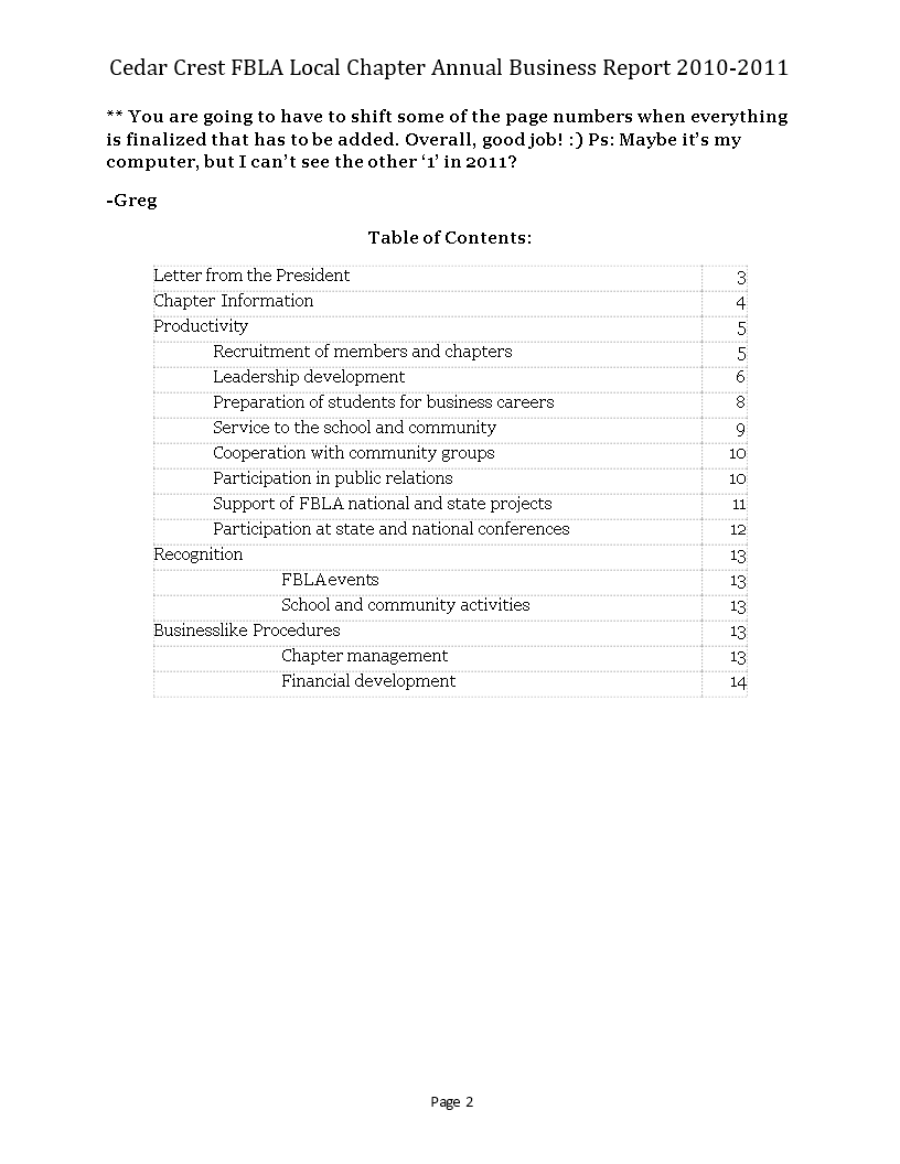 annual business report template