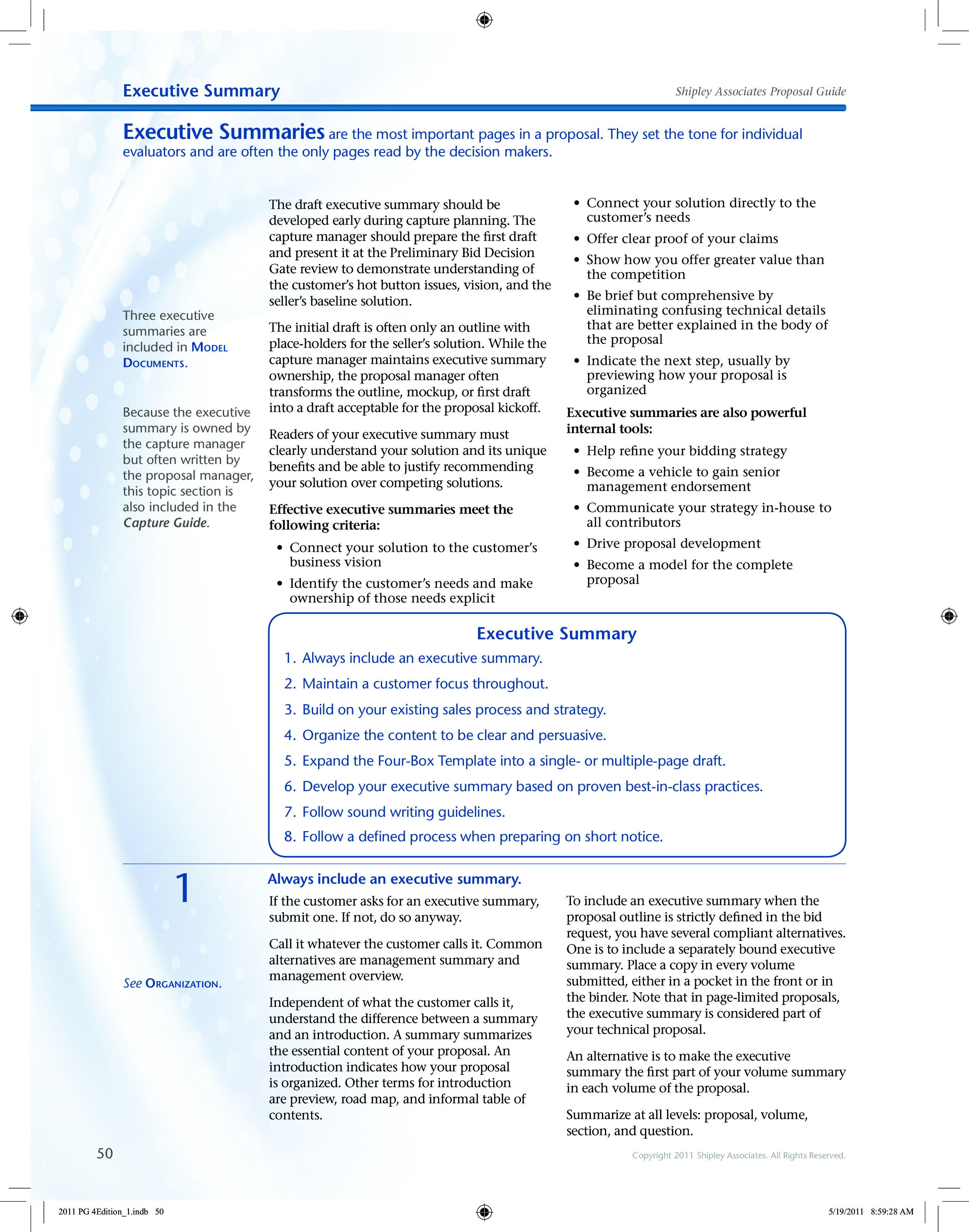 sales executive summary sample modèles