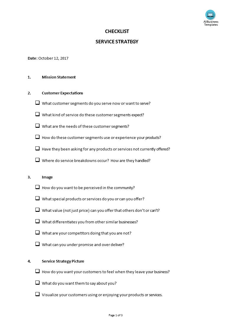 market analysis checklist service strategy template