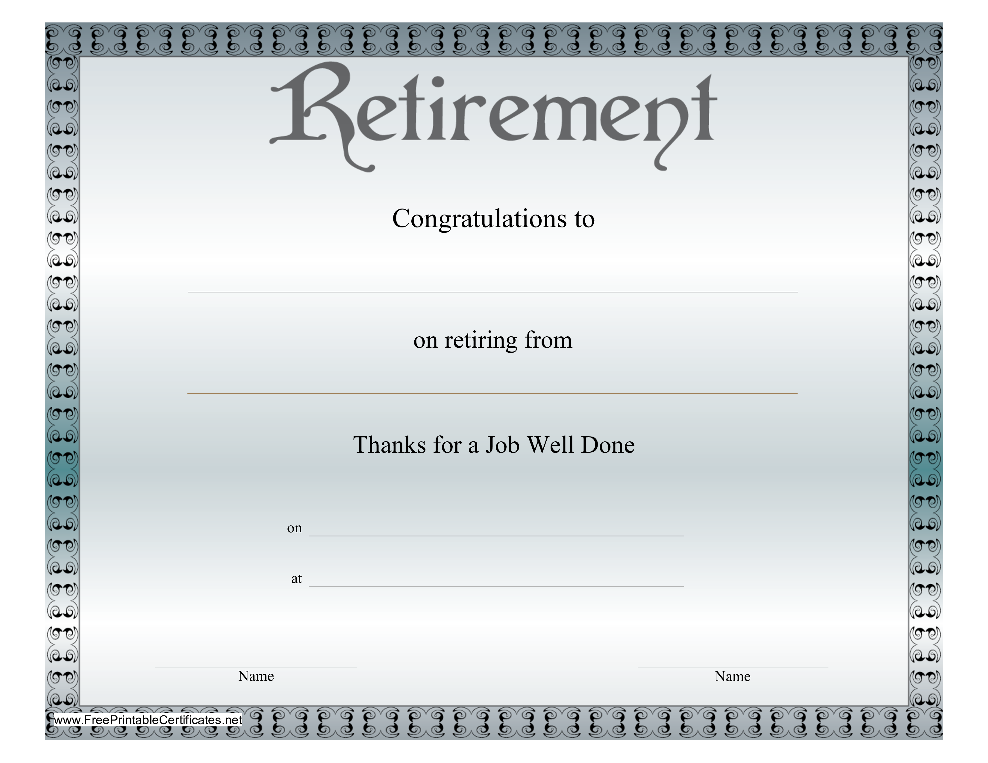 Retirement Certificate  Templates at allbusinesstemplates.com For Congratulations Certificate Word Template