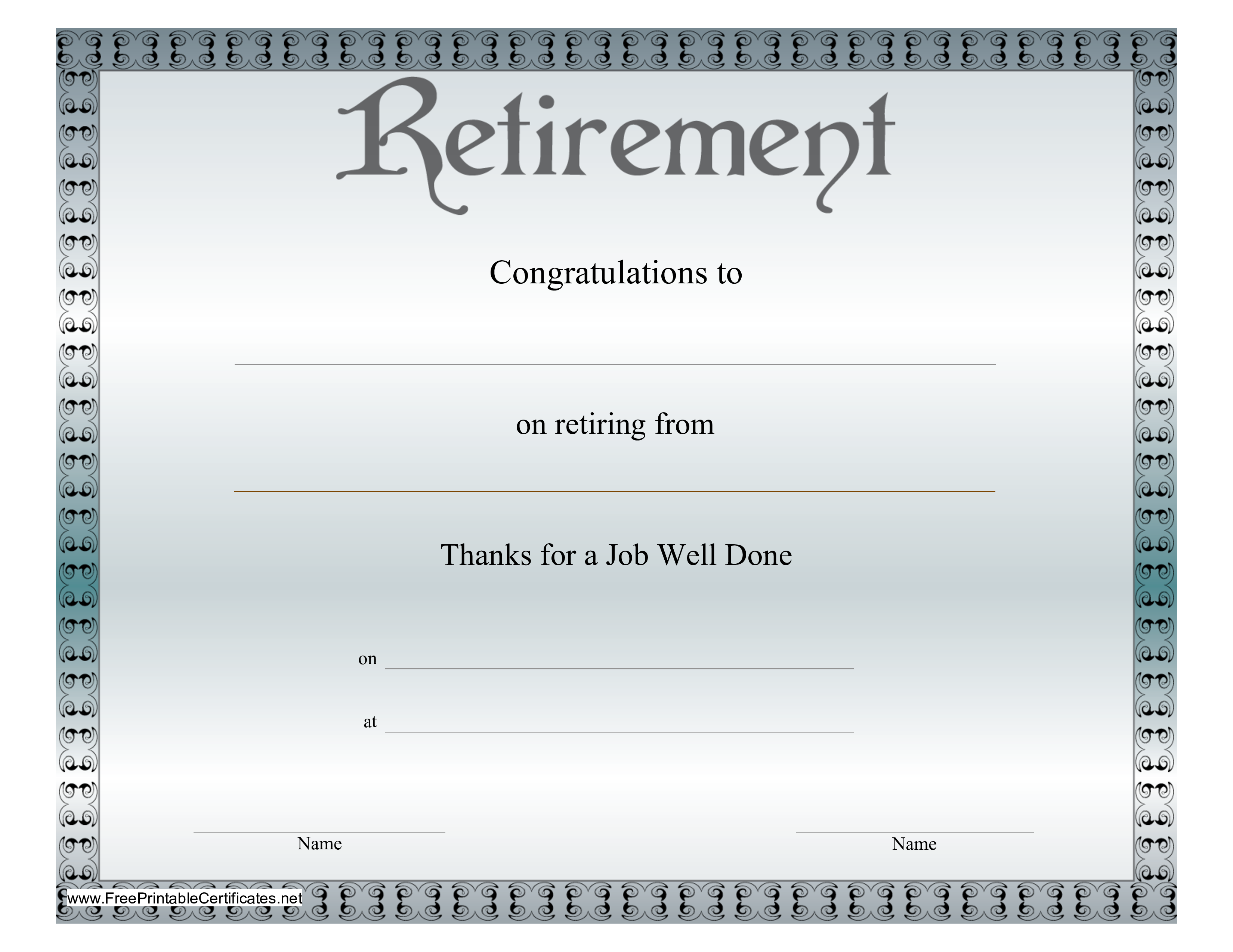 Retirement Certificate Templates At Allbusinesstemplates