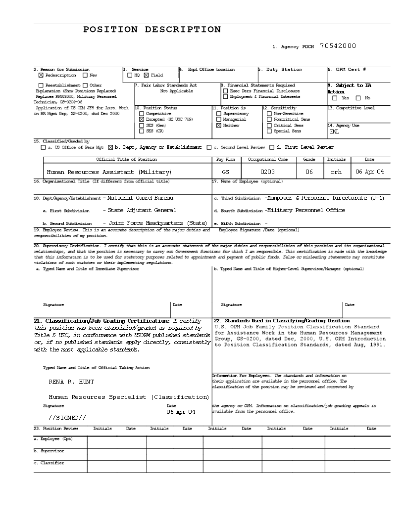 army human resources assistant job description template