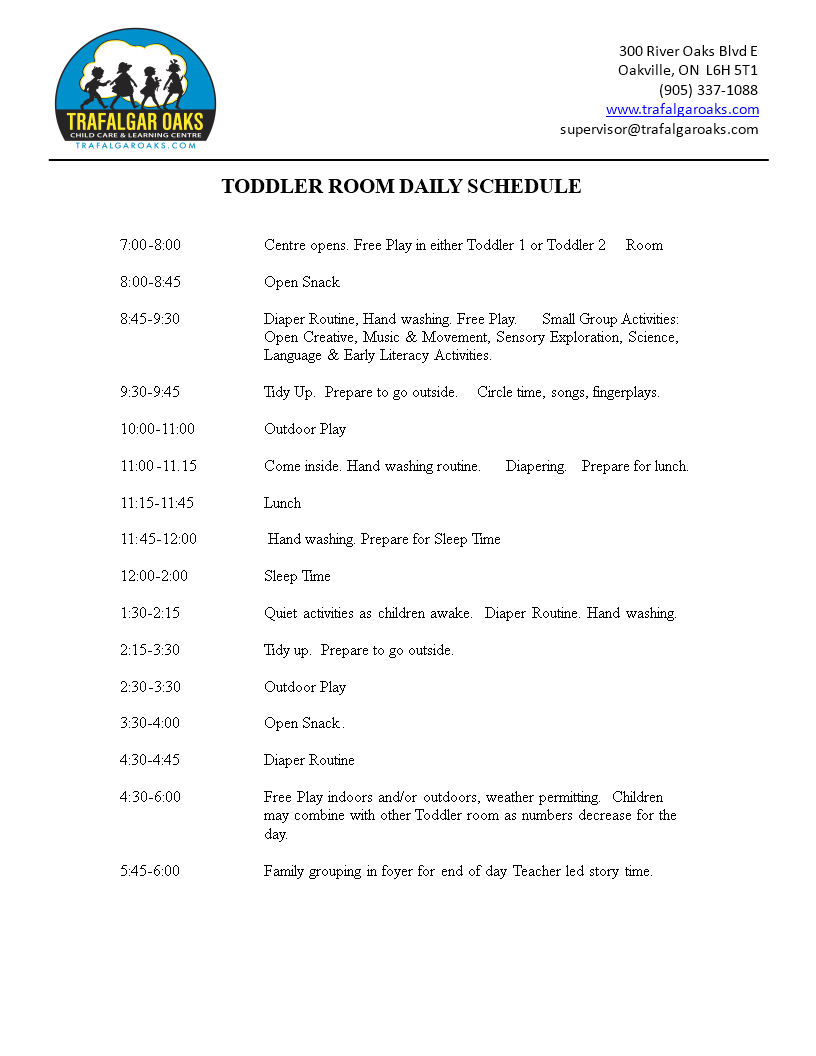 toddler daily schedule word modèles