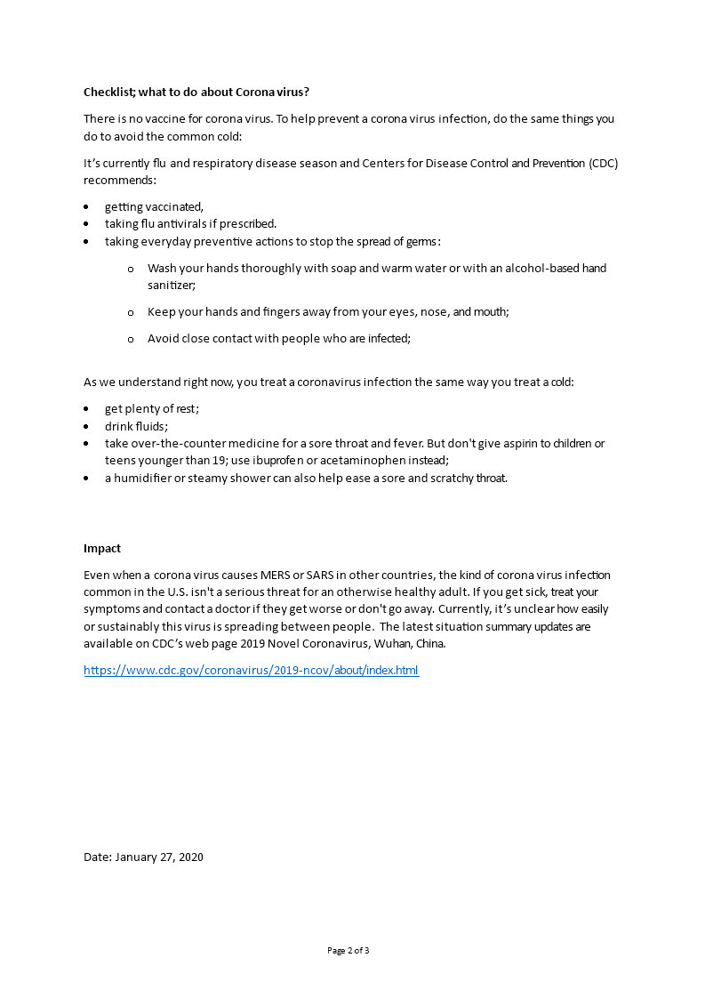 Corona Virus Checklist Covid-19 main image