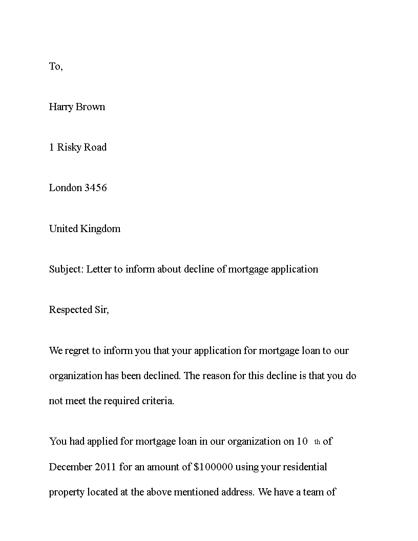 mortgage loan template