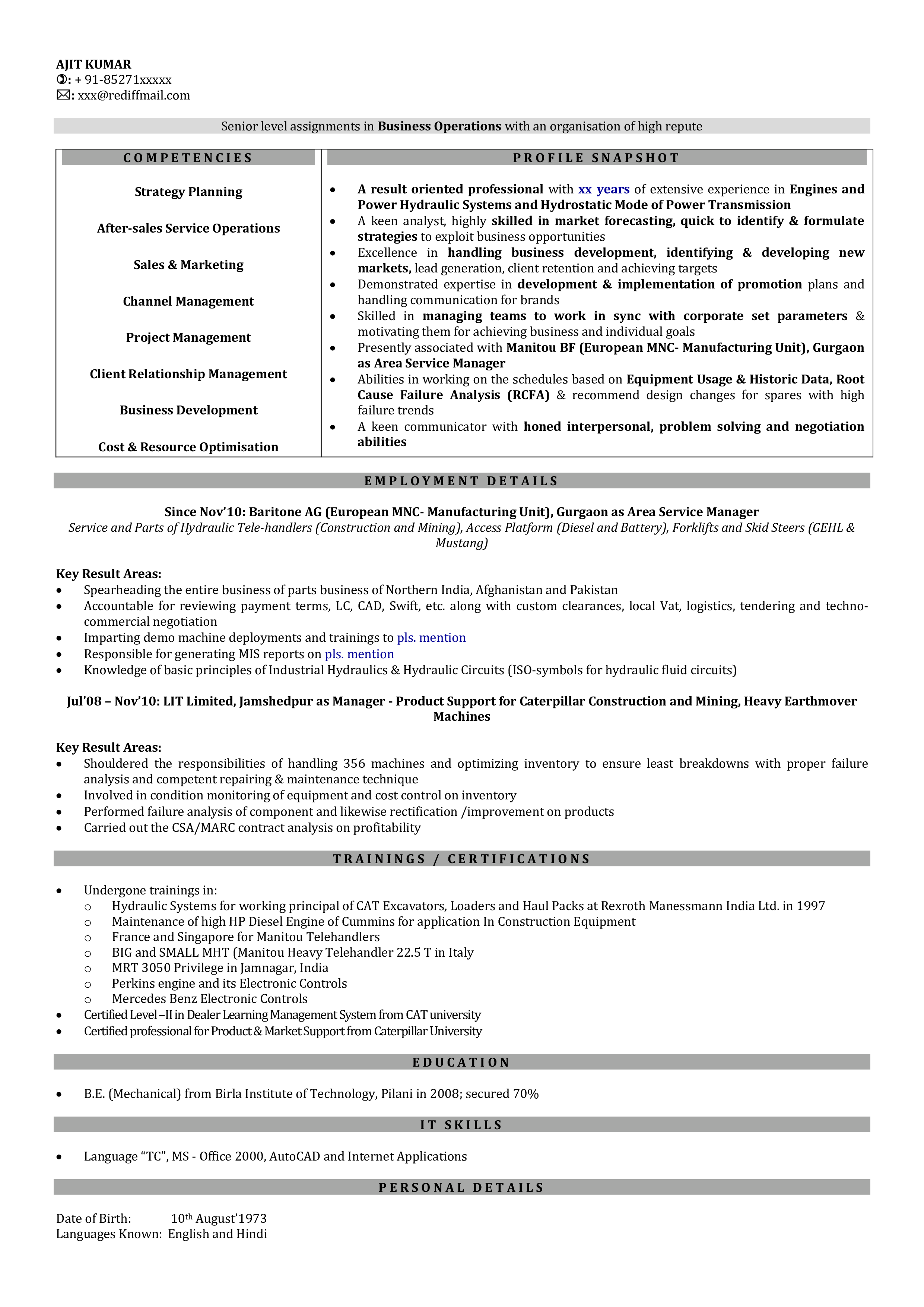 sales engineer manager resume plantilla imagen principal