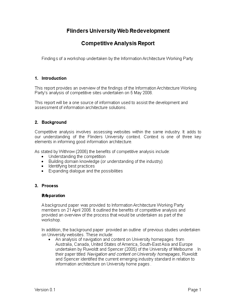 competitive analysis report modèles