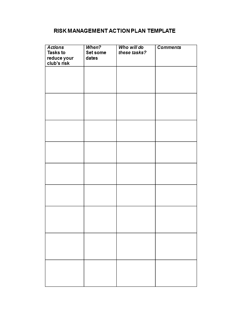 risk management action plan template