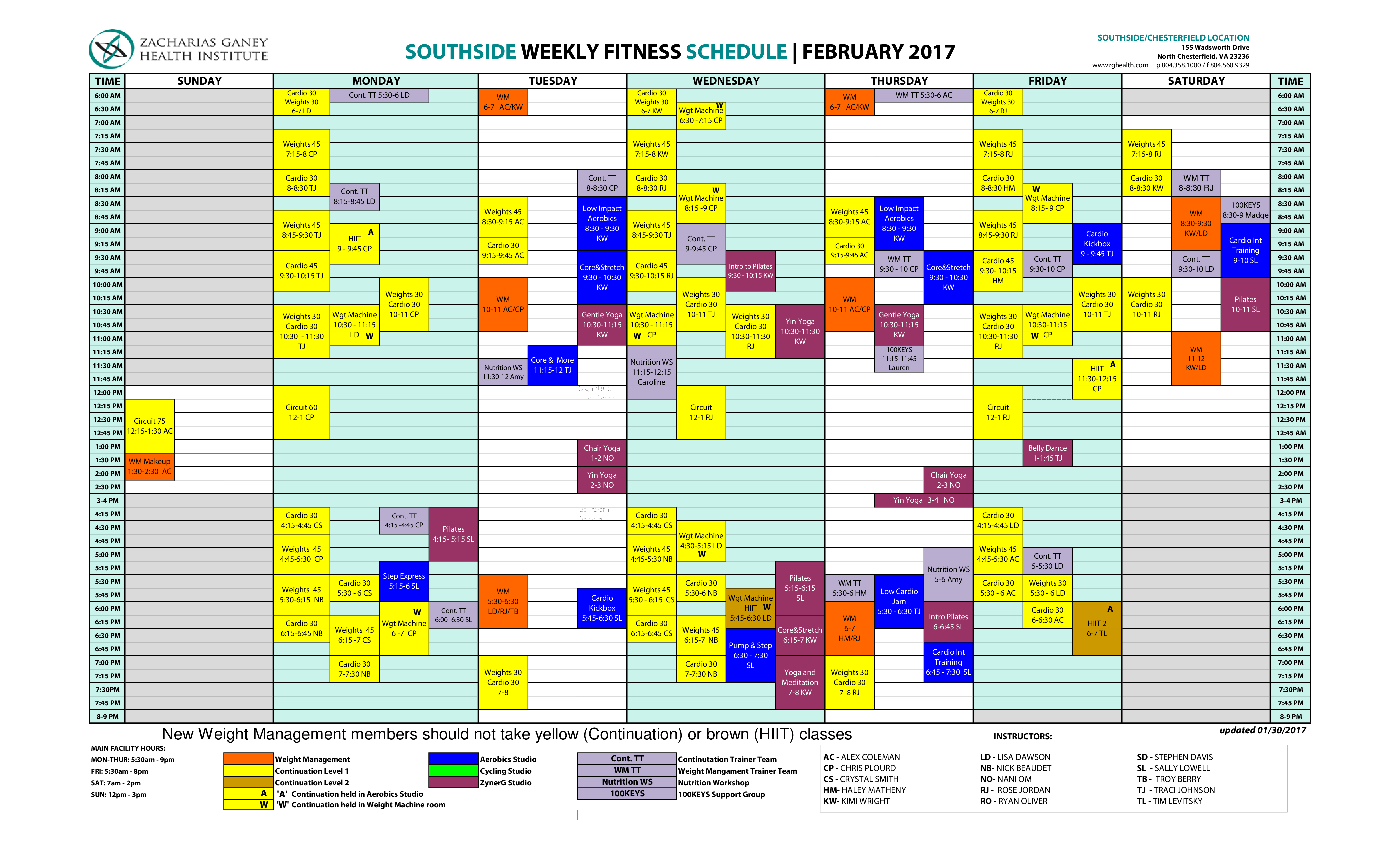 weekly fitness calendar schedule template