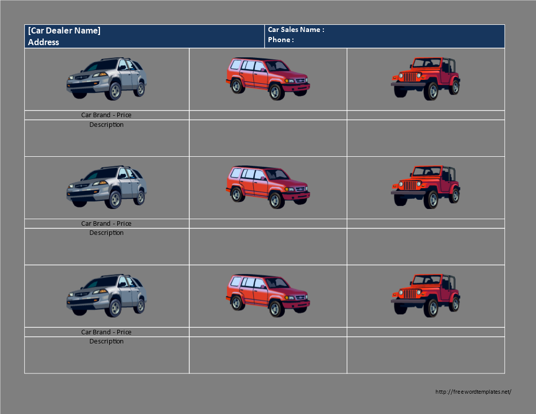 Car Price List 模板