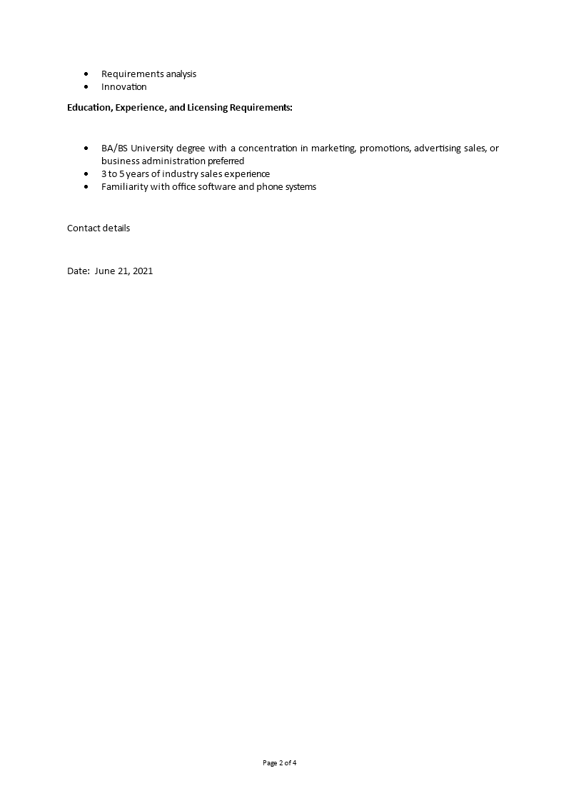 Sales Engineer Role Job Description Templates At Allbusinesstemplates