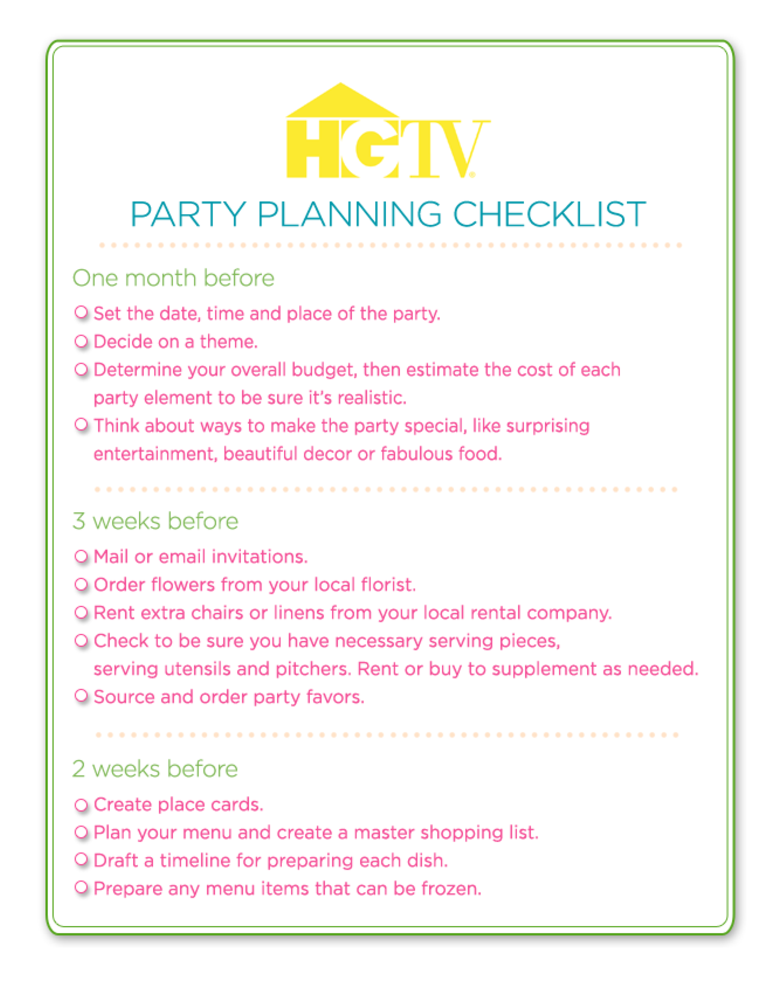 Kostenloses Party Planning Checklist template Regarding Menu Checklist Template