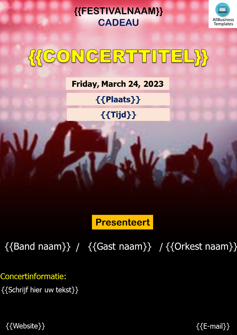 concert folder template voorbeeld afbeelding 