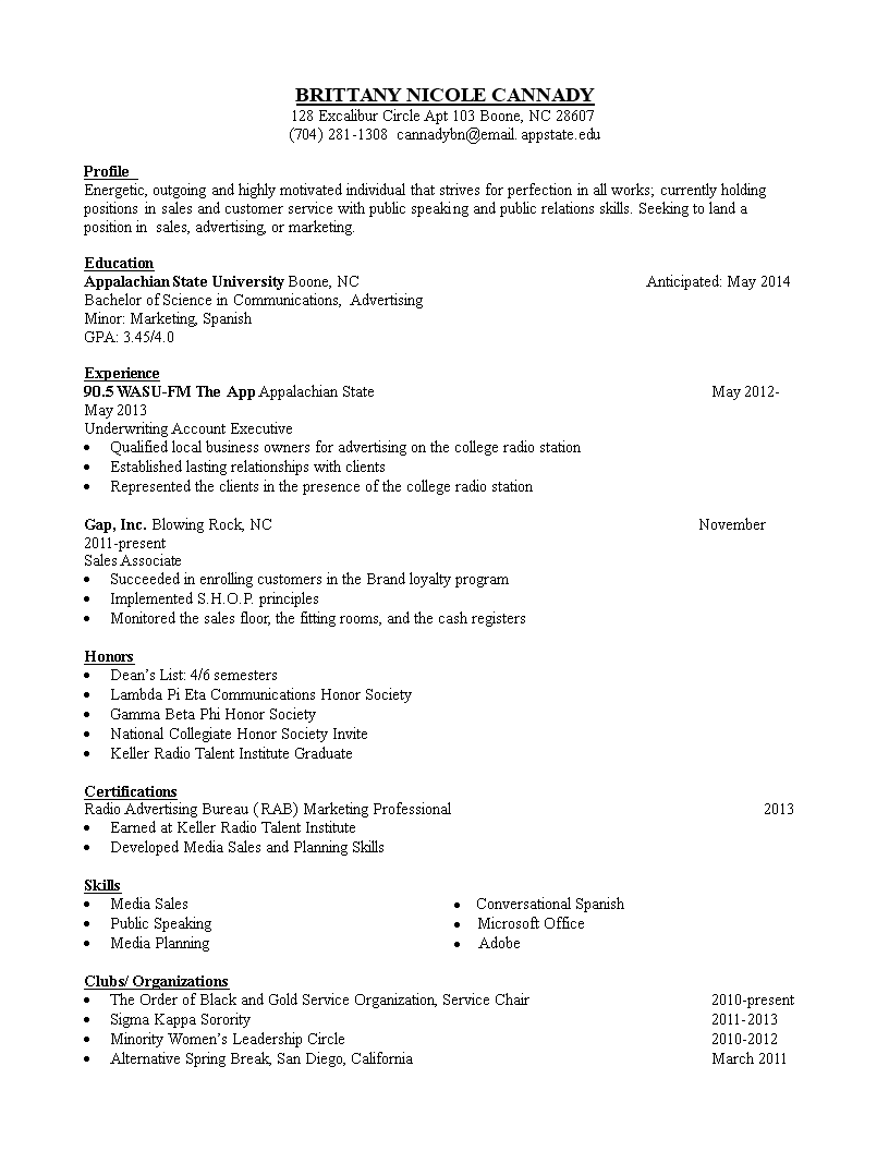 sales executive resume template modèles