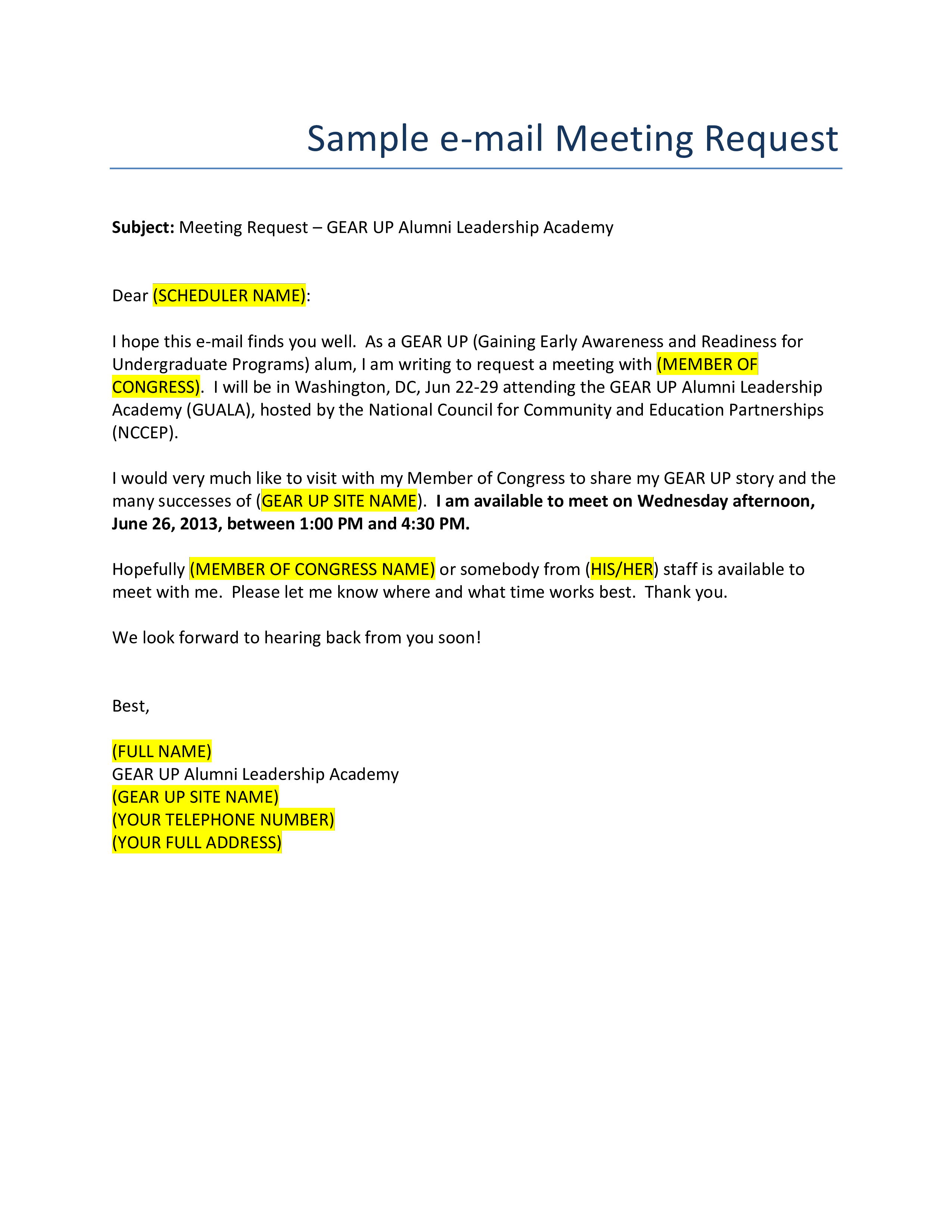 business meeting request email format modèles