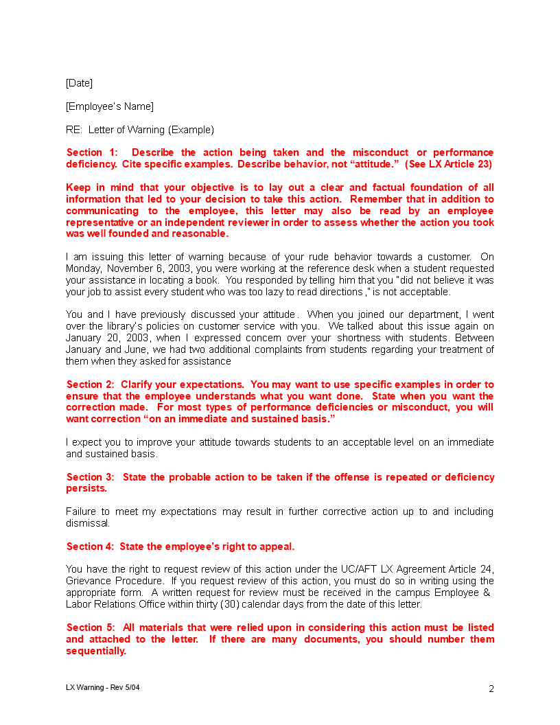 warning letter to business partner template