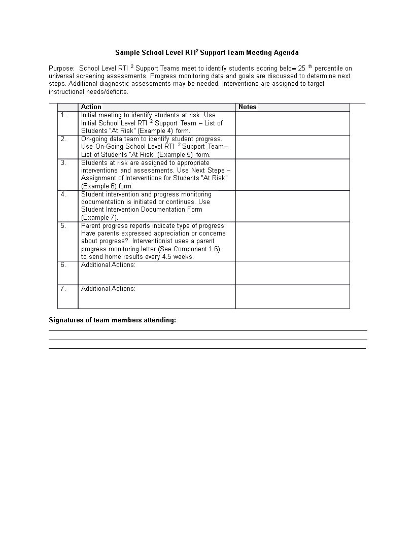 School Team Agenda 模板