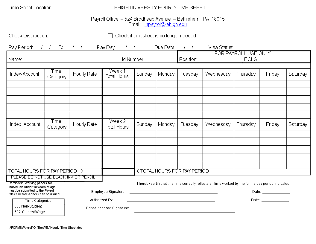 Payroll Timesheet Template main image