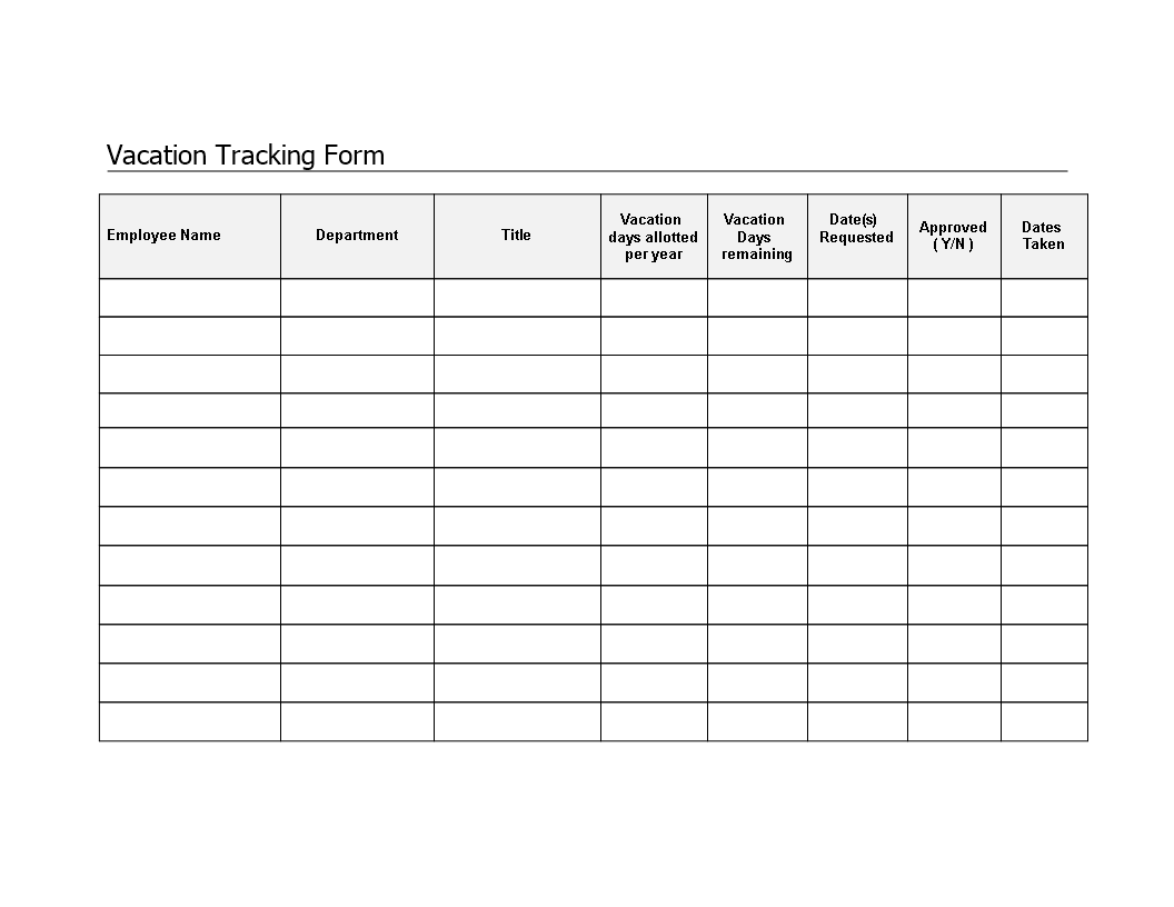 employee vacation tracker form Hauptschablonenbild