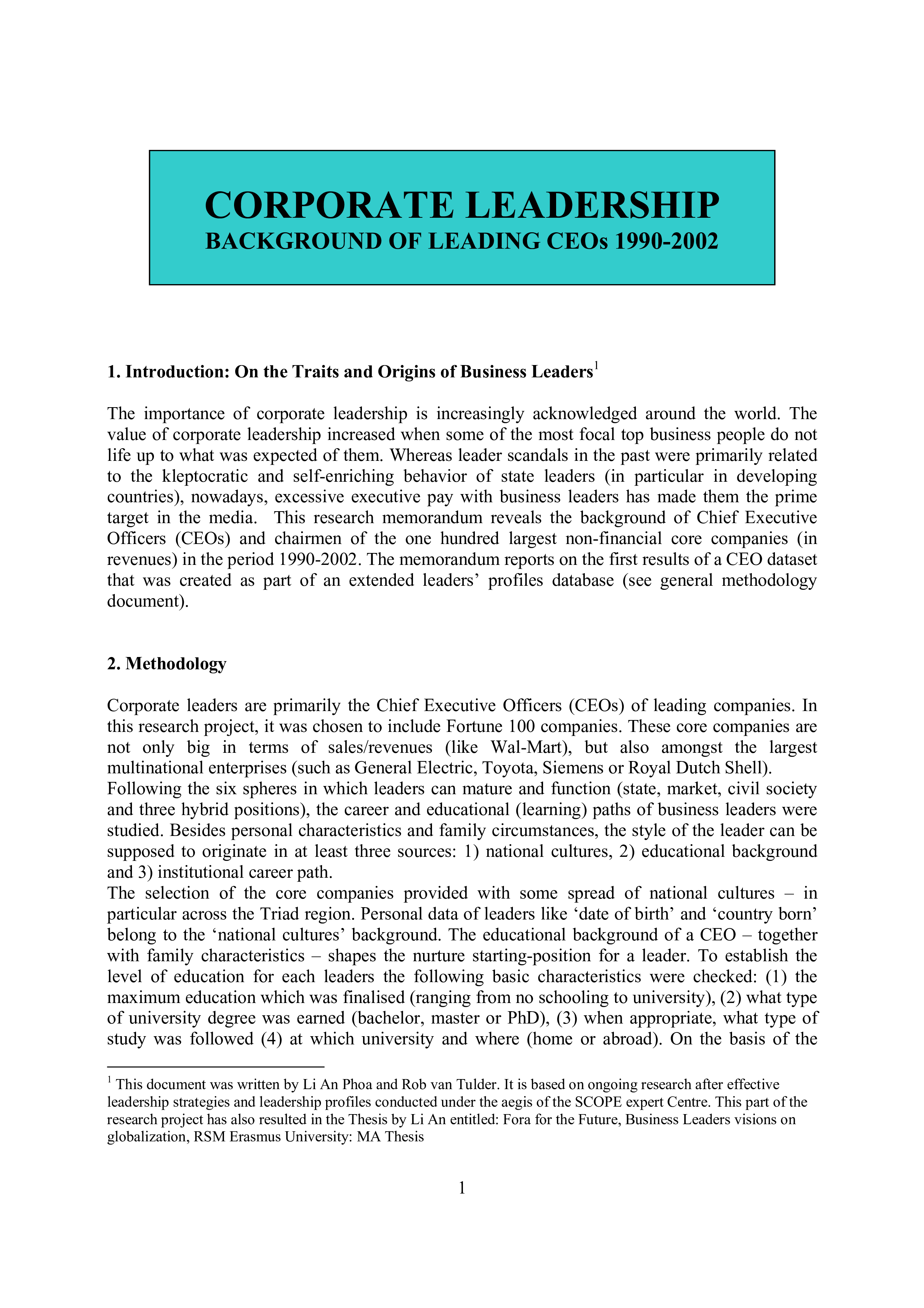 corporate leadership philosophy modèles