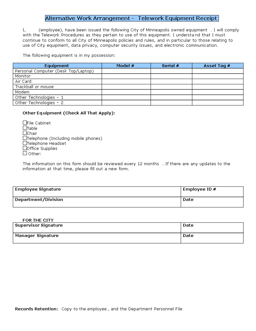 equipment sales receipt plantilla imagen principal