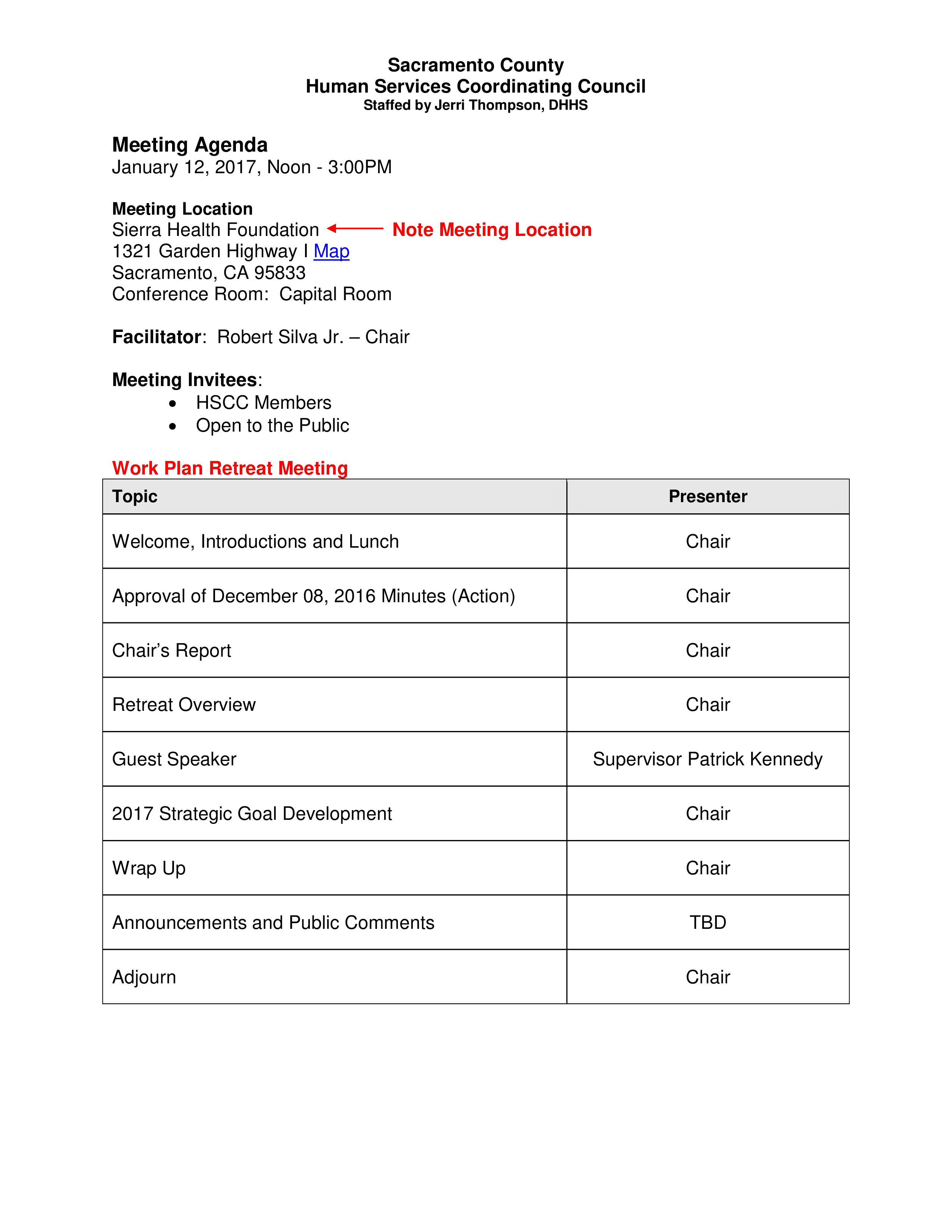 retreat meeting agenda template