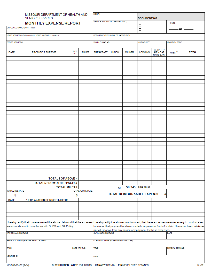 expense report worksheet template Hauptschablonenbild