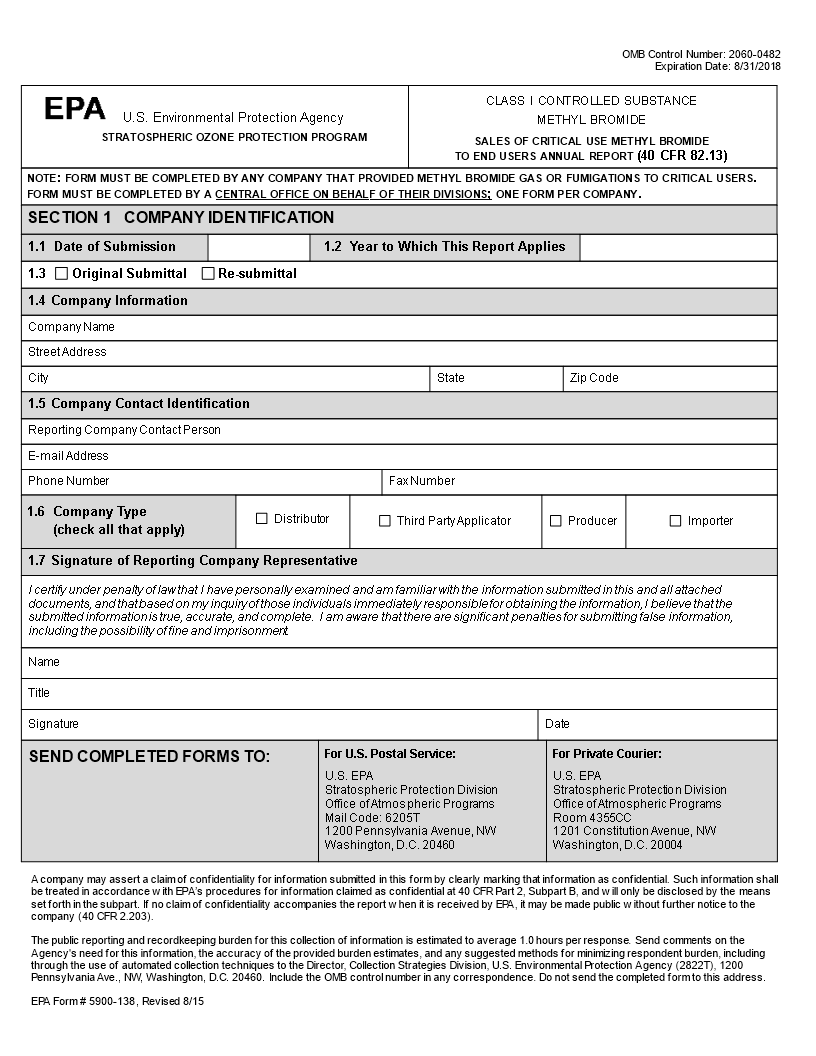 annual sales report epa environmental protection agency template