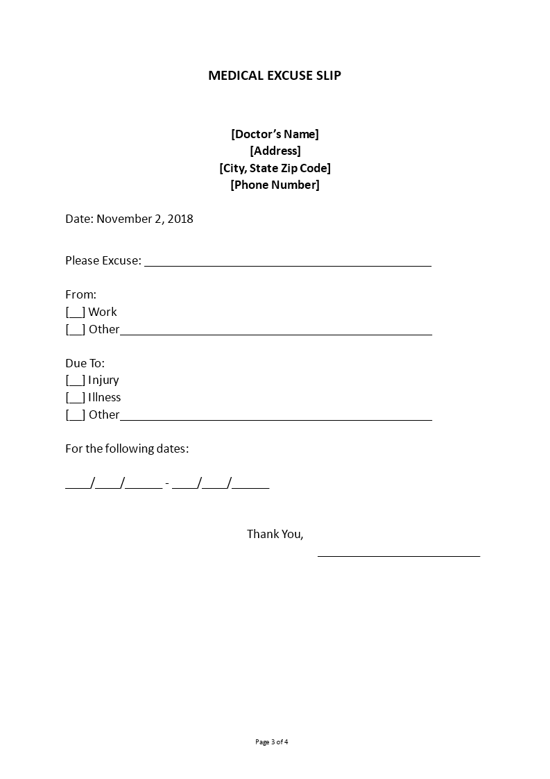 Medical Work Excuse Template from www.allbusinesstemplates.com