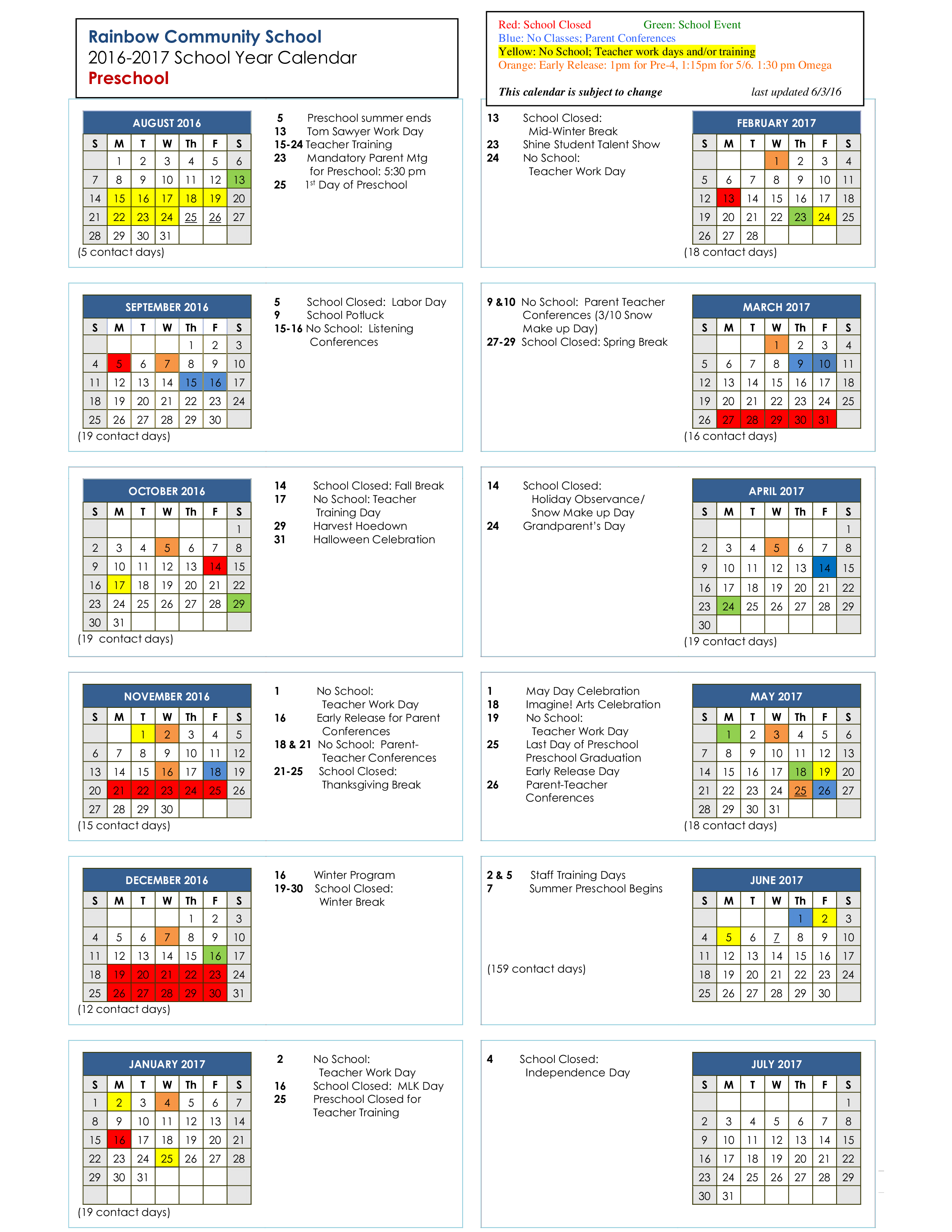 Gratis Voorschoolse Jaarkalender