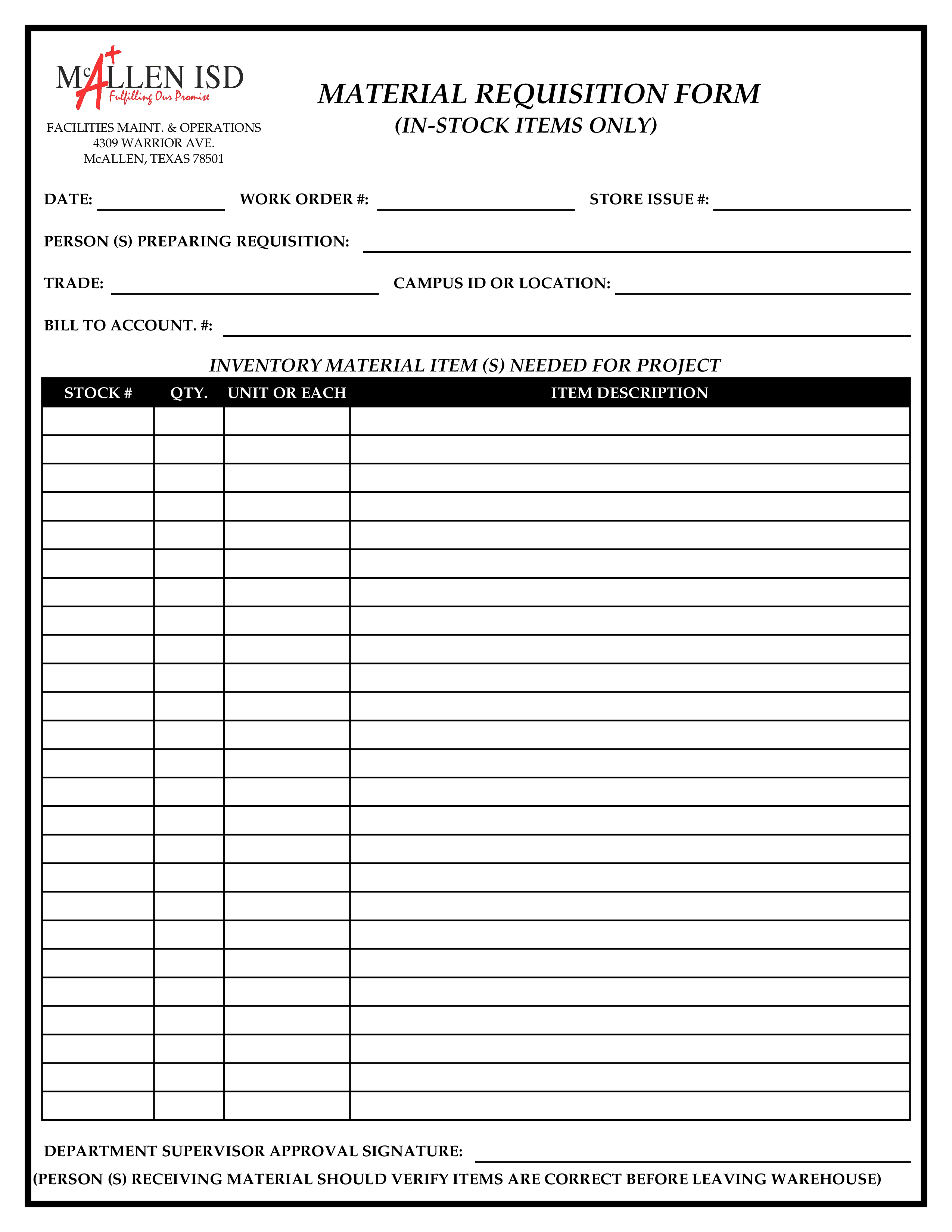 Material Requisition Form Templates At Allbusinesstemplates