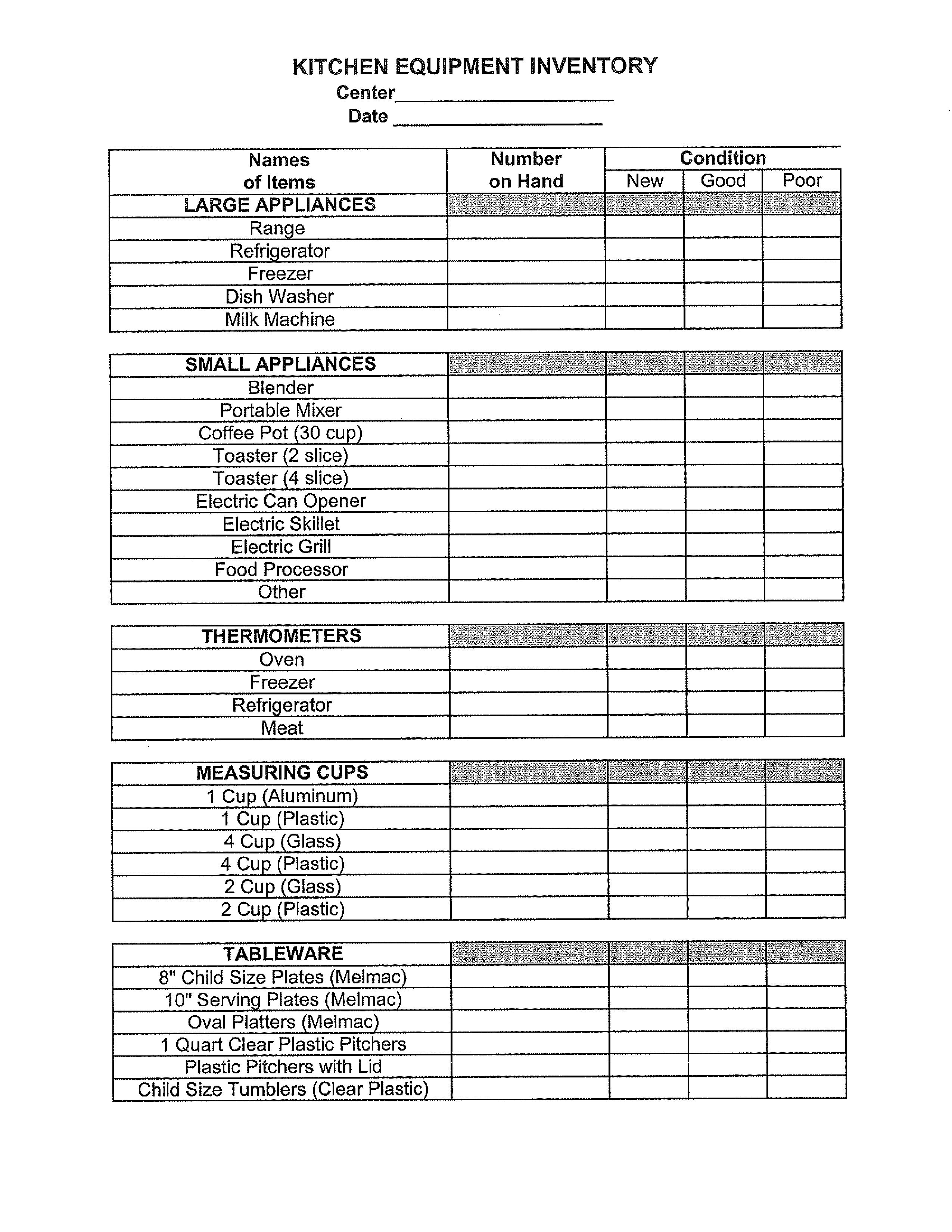 restaurant kitchen inventory list plantilla imagen principal