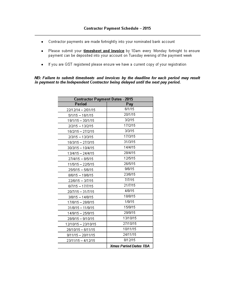 basic contract payment schedule plantilla imagen principal