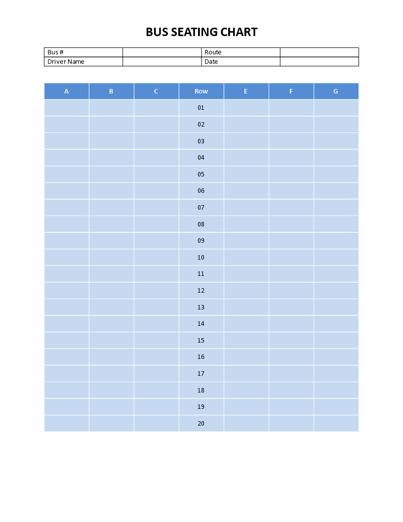 bus seating chart template