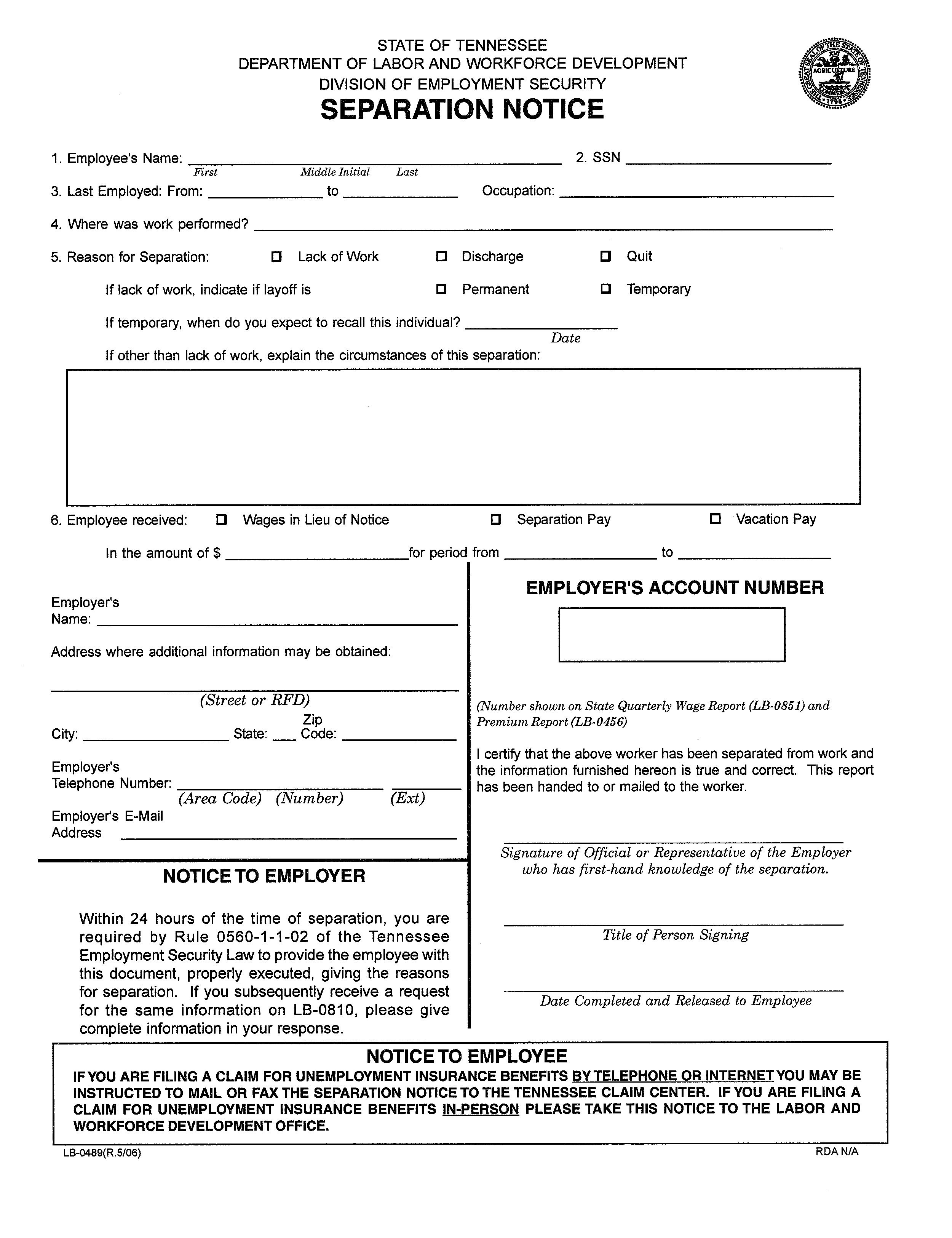 printable separation notice template