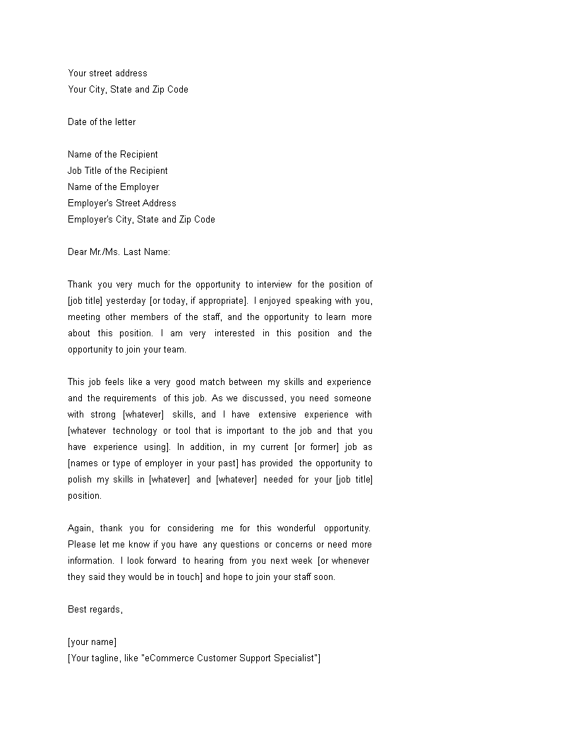 thank you letter to internal recruiter modèles