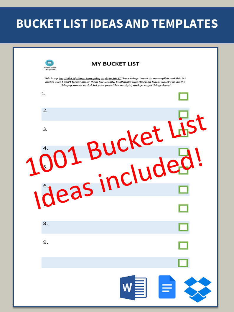 Bucket List main image