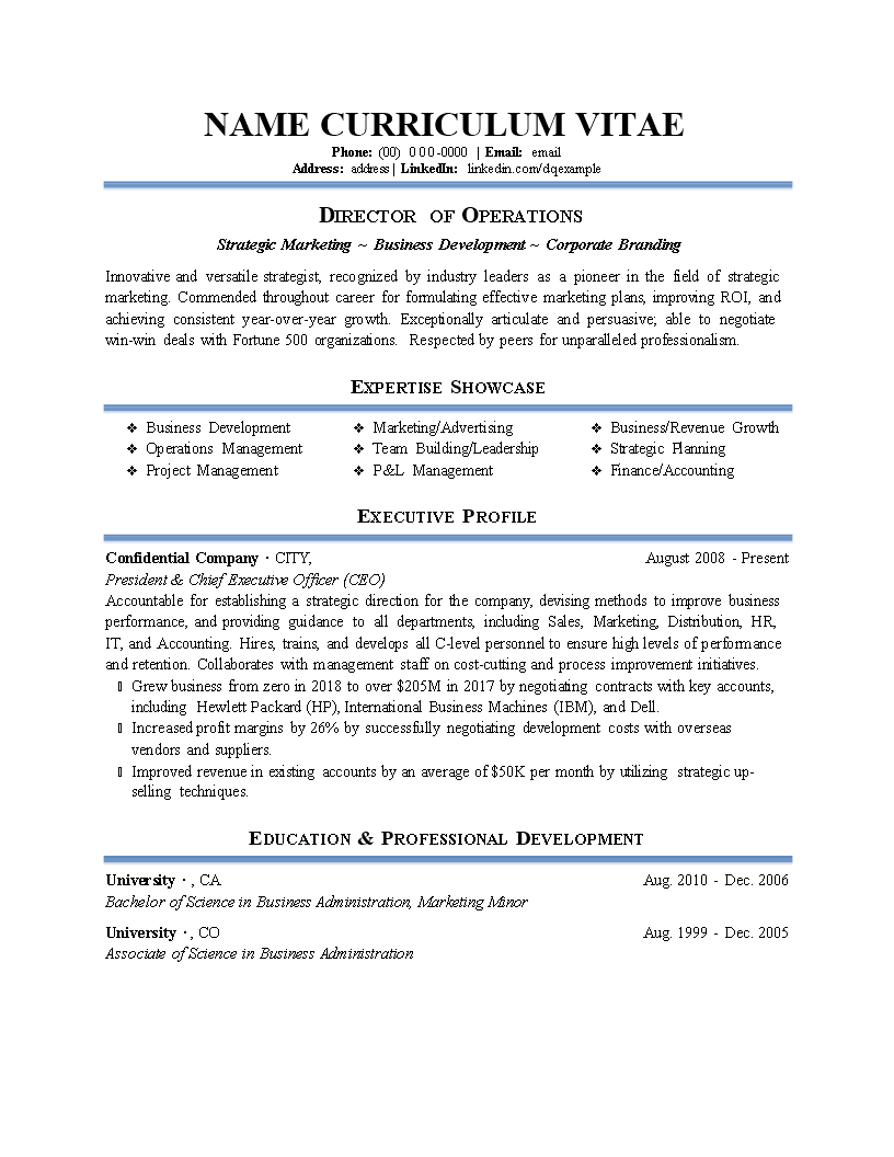 director operations cv modèles