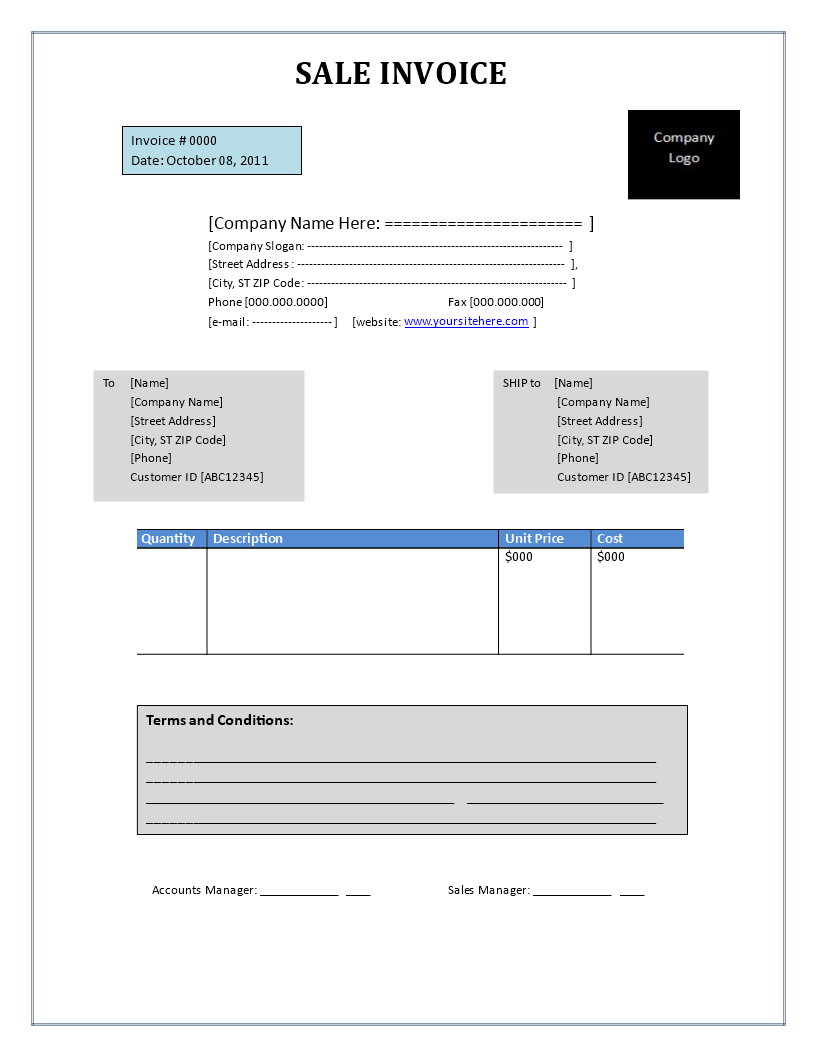 Sales Invoice Word template main image