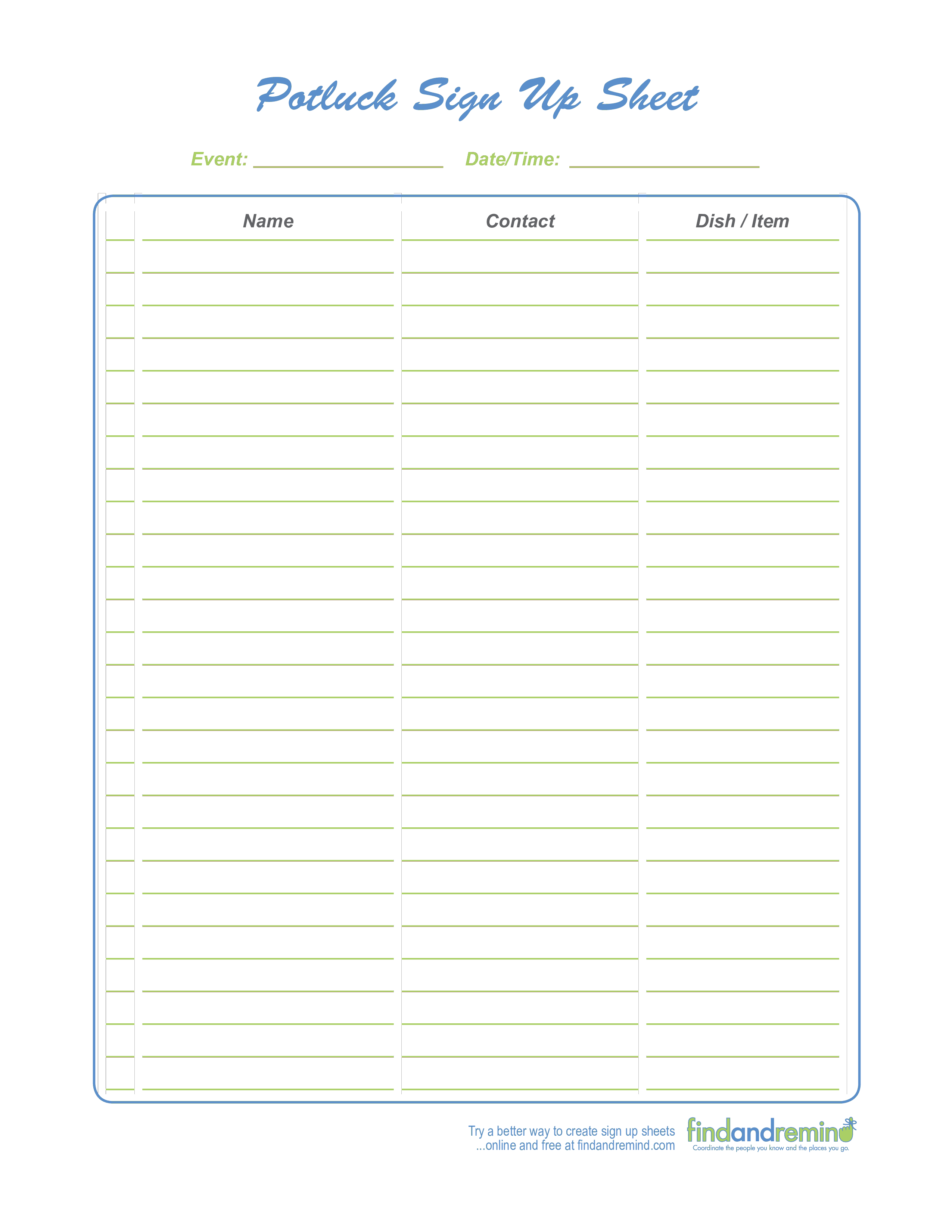 office potluck signup sheet voorbeeld afbeelding 