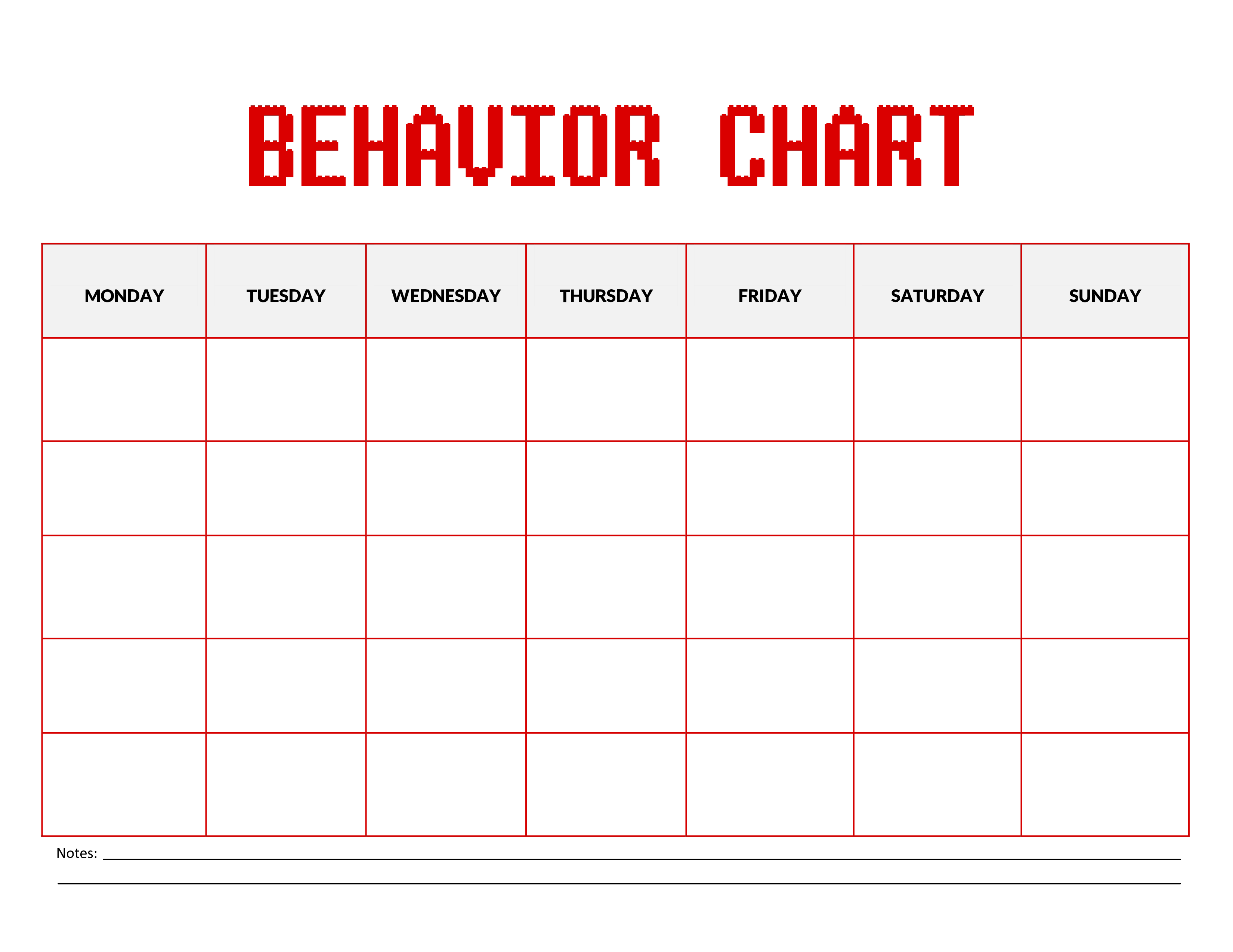 Kids Behavior Chart Template